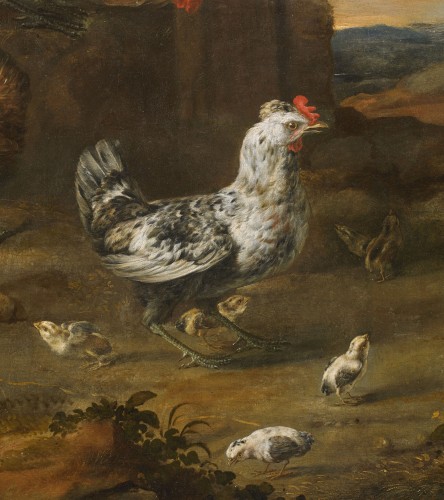 Tableaux et dessins Tableaux XVIIe siècle - Renard dans le poulailler - Angelo Maria Crivelli (1660 - 1730)