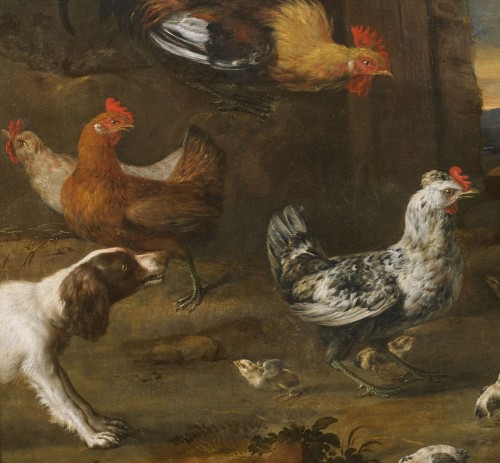 Fox In The Chicken Coop - Angelo Maria Crivelli (1660 - 1730) - 