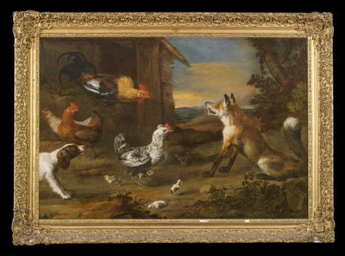 Fox In The Chicken Coop - Angelo Maria Crivelli (1660 - 1730) - Louis XV