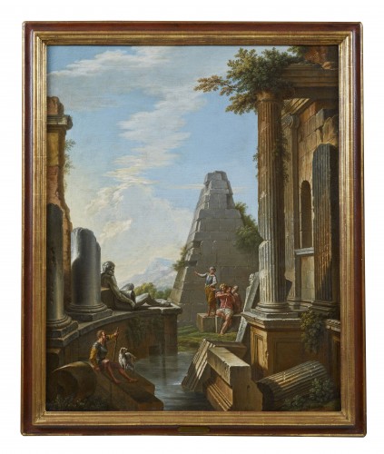 Pair of Architectural Capricci - Giovanni Ghisolfi ( 1623 - 1683 ) - 