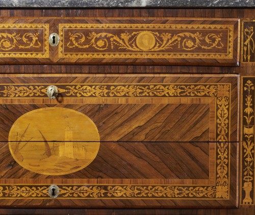 Mobilier Commode - Commode Louis XVI école Italienne