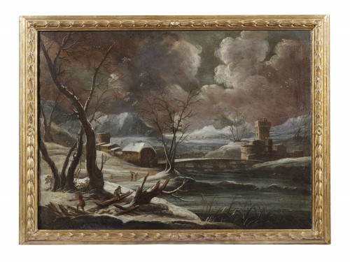 Paysage d'Hiver de l'école Italienne du 18e siècle