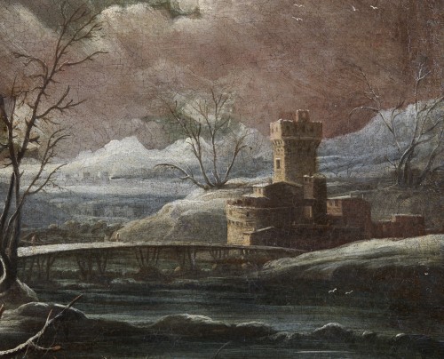 Tableaux et dessins Tableaux XVIIIe siècle - Paysage d'Hiver de l'école Italienne du 18e siècle