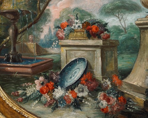 Tableaux et dessins Tableaux XVIIIe siècle - Nature Morte de fleurs dans un paysage -  Anna Gilli ( milieu du XVIIIe siècle )