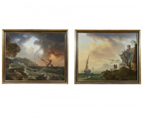 Pair of Seascapes - Francesco Fidanza ( 1747 - 1819 )