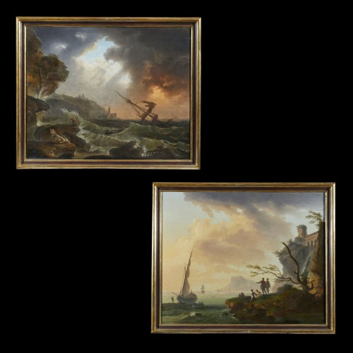 Pair of Seascapes - Francesco Fidanza ( 1747 - 1819 ) - Paintings & Drawings Style Louis XVI