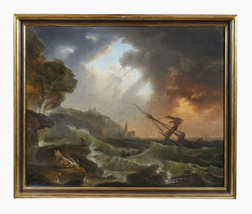 Antiquités - Pair of Seascapes - Francesco Fidanza ( 1747 - 1819 )