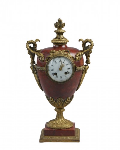 Red Marble Clock France 19th Century