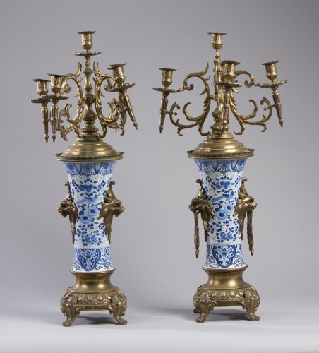 19th century - Two 19th-century  Candlesticks And Table Clock France XIX Century