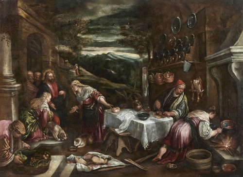 Le Christ dans la maison de Marie et de Madeleine - Francesco Bassano (1549 - 1592)