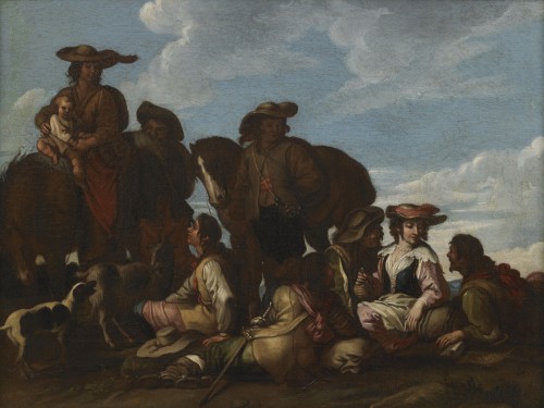 Tableaux et dessins Tableaux XVIIe siècle - Paire de scènes extérieures - Flandres 17e siècle