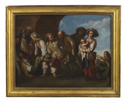 XVIIe siècle - Paire de scènes extérieures - Flandres 17e siècle