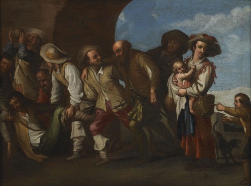 Paire de scènes extérieures - Flandres 17e siècle - Louis XIV