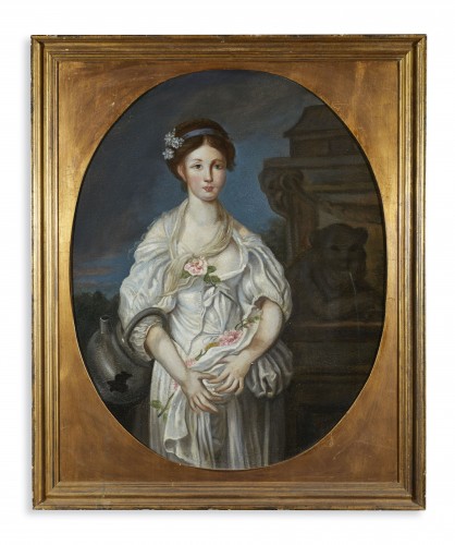 Portrait of a young girl with a pitcher, late 18th century after Jean-Baptiste Greuze - Paintings & Drawings Style Louis XVI