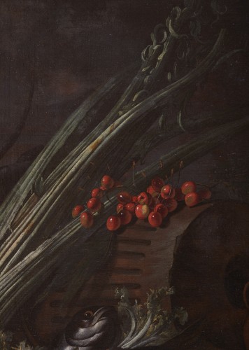 17th century - Still Life With Fruit, Vegetables, Fish, Shellfish, And Ham, 17th Century
