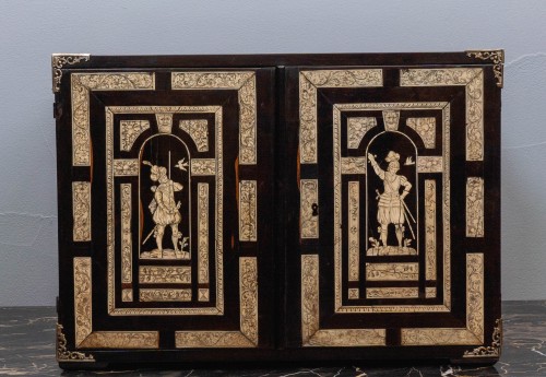 A Renaissance Lombardy silver mounted and ivory inlaid ebony cabinet - 