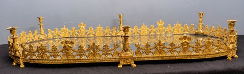 Empire gilt bronze and mirrored glass two-piece six-light surtout de table - Antique Silver Style Empire