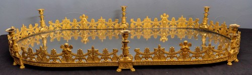 silverware & tableware  - Empire gilt bronze and mirrored glass two-piece six-light surtout de table