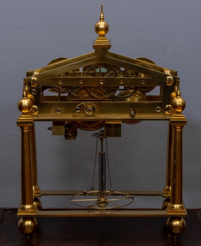 XIXe siècle - Horloge squelette Regency en laiton doré