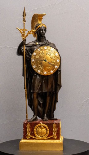 Empire mantel Clock representing Pallas Athena 