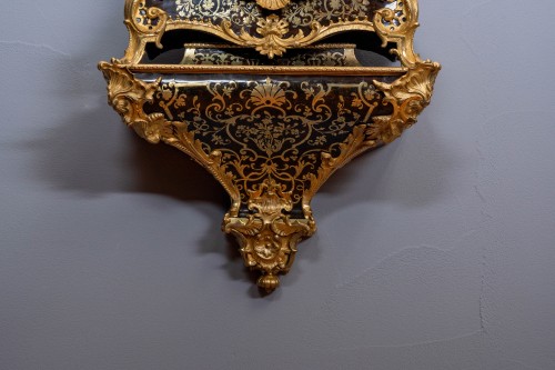 A Louis XV gilt bronze mounted boulle mantel clock with bracket by Claude III Martinot - 