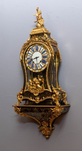 18th century - A Louis XV gilt bronze mounted boulle mantel clock with bracket by Claude III Martinot