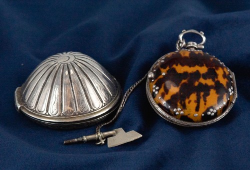 Horology  - A Victorian Silver And Tortoiseshell Pocket Watch