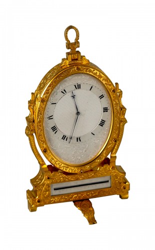 A Victorian Gilt Brass Cheval Strut Clock