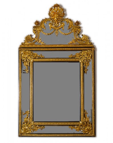 A Louis XVI Style Gilt Bronze Mounted Mirror