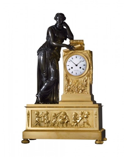 An Empire Figural Mantel Clock By Basile Charles Le Roy