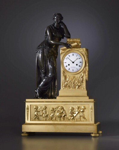 Horloge de cheminée Empire figurative par Basile Charles Le Roy - Horlogerie Style Empire
