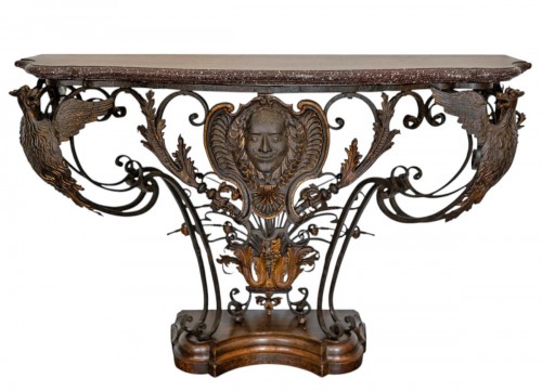 A Louis XV Wrought Iron Console Table