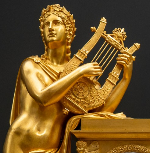 Important Empire Mantel Clock "Apollo with the Lyre" - Horology Style Empire