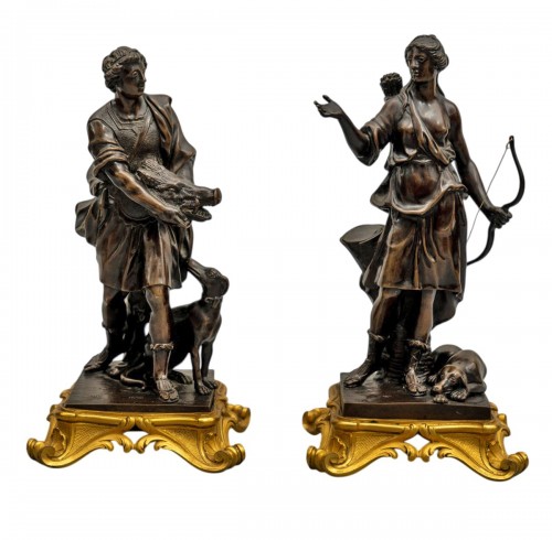 A pair of bronze statuettes of Atalanta and Meleager