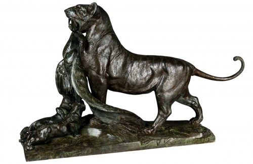 Exceptionnel pendant de grands groupes en bronze monumental par Nicolas Caïn (1821 à 1894)