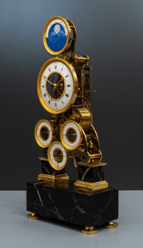 Une pendule astronomique calendrier squelette d'époque Empire - Horlogerie Style 