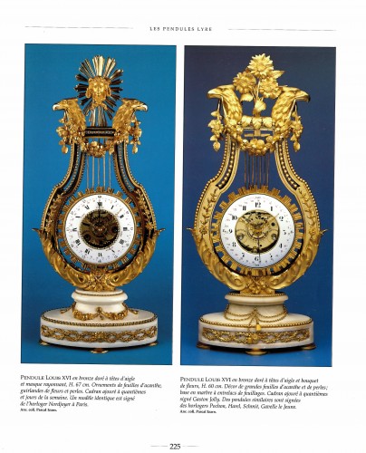 18th century - Louis XVI gilt bronze and Sèvres porcelain skeletonised lyre clock