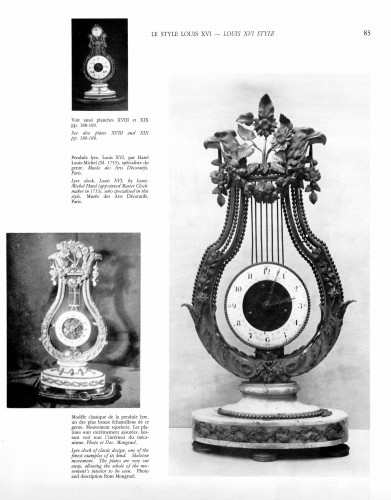 Louis XVI - Pendule lyre squelettée en bronze doré et porcelaine de Sèvres