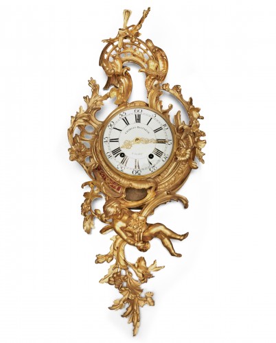 A Louis XV gilt bronze cartel clock by Charles Baltazar