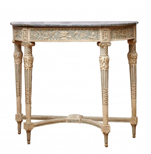 A Louis XVI demi-lune console table stamped by Jean-François Dubut 