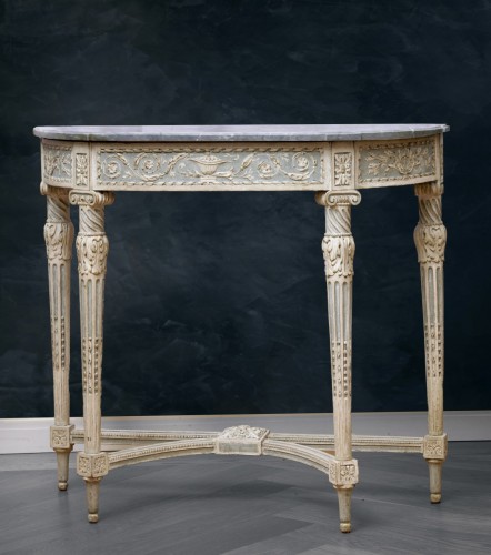 A Louis XVI demi-lune console table stamped by Jean-François Dubut  - Furniture Style Louis XVI