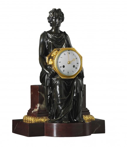 An Empire marble clock, attributed to Pierre-Philippe Thomire