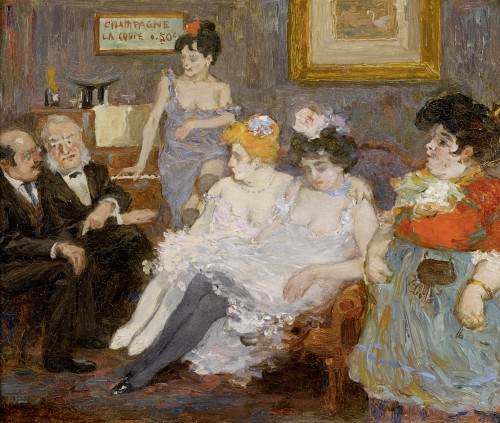 Champagne, la coupe 050 c . - attributed to Jean-Louis Forain,  (1852 - 1931)