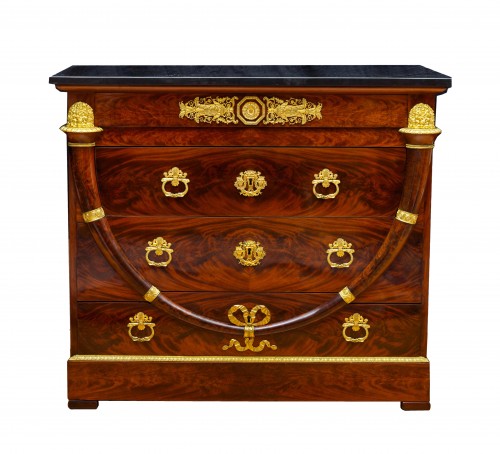 An Empire gilt bronze mounted mahogany commode attri. to Jacob-Desmalter