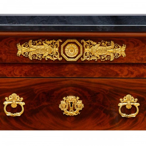 Furniture  - An Empire gilt bronze mounted mahogany commode attri. to Jacob-Desmalter