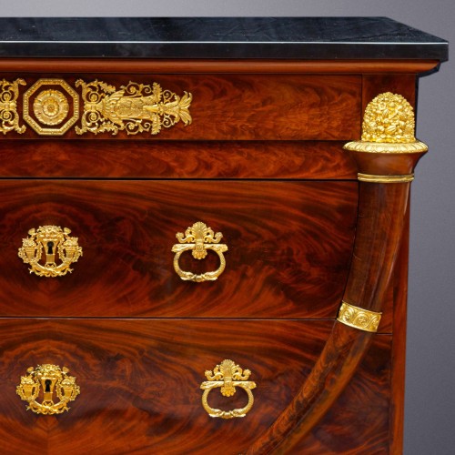 19th century - An Empire gilt bronze mounted mahogany commode attri. to Jacob-Desmalter