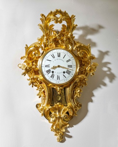 A Louis XV gilt bronze cartel clock by Jean-Baptist II Dutertre - Horology Style Louis XV