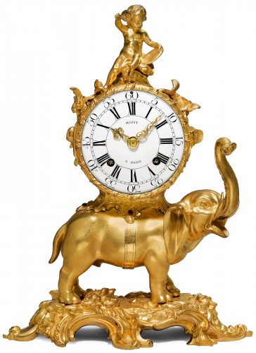 A Louis XV gilt bronze Pendule ‘À L’Éléphant by Jean Moisy