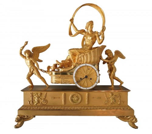 An Empire gilt bronze chariot clock by Louis Moinet case by Thomire