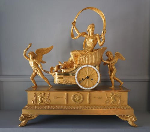 19th century - An Empire gilt bronze chariot clock by Louis Moinet case by Thomire